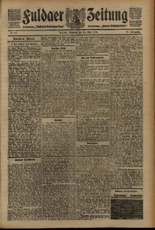 Zweite Ausgabe vom Dienstag, den 25. Mai 1909.