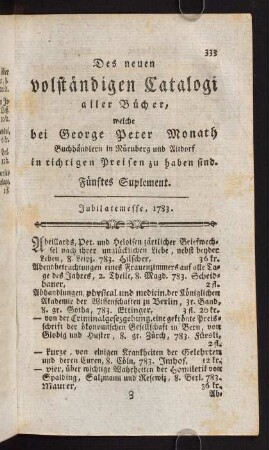 333-428, Fünftes Suplement. Jubilatemesse, 1783.