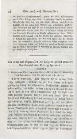 72-94 Wie muß auf Gymnasien die Religion gelehrt werden? (Schluß)