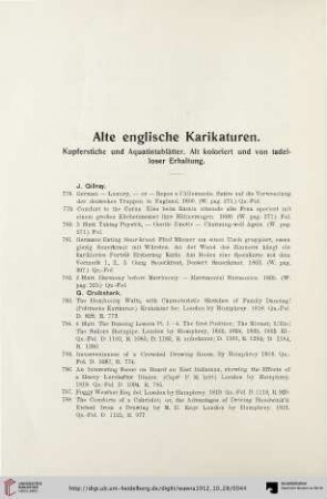 Alte englische Karikaturen (Nr. 778-855)