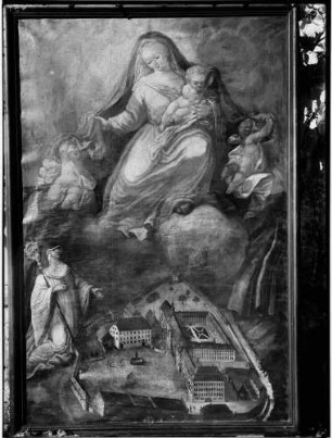 Kloster Lichtental Ölgemälde Mutter Gottes mit Ansicht des Klosters (1775)