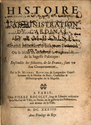 Histoire de l'administration du Cardinal d'Amboise