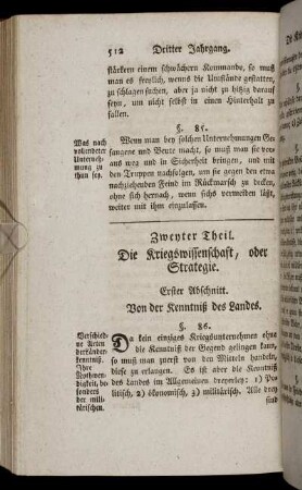 Zweyter Theil. Die Kriegswissenschaft, oder Strategie.