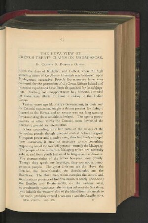 The Hova View of French Treaty Claims on Madagascar.