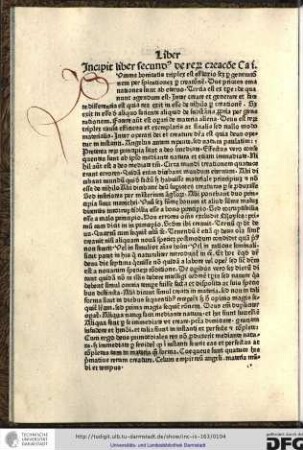 Incipit liber secundus de rerum creatione. Capitulum i.