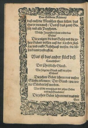 Was ist das ander stück deß Catechismi? Der Christliche Glaub.