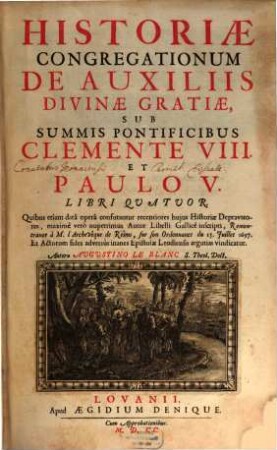 Historiae congregationum de auxiliis divinae gratiae ... libri IV.