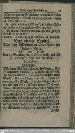 Das vierdte Capitel. Von den öffentlichen Predigten im Jubel-Feste