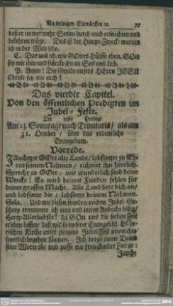 Das vierdte Capitel. Von den öffentlichen Predigten im Jubel-Feste