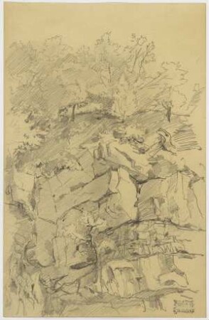 Landschaft, Gestein, dahinter Hügel