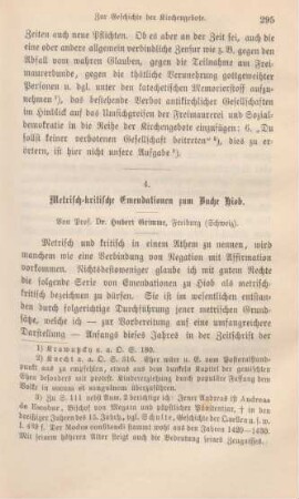 295-304 Metrisch-kritische Emendationen zum Buche Hiob