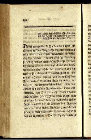 Am Bord des Schiffes St. Laurenz auf der Breite vom Vorgebirge der guten Hofnung d. 14. Febr. 1791.
