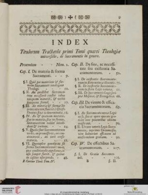 Tomi Quarti. Tractatus Primus de Sacramentis in Genere