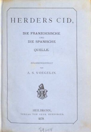 Herders Cid, die französische und die spanische Quelle