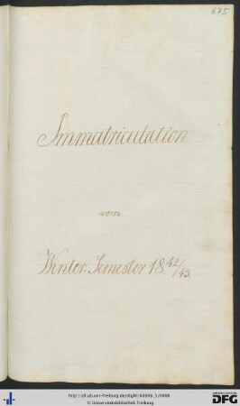 [S. 675] Wintersemester 1842/43