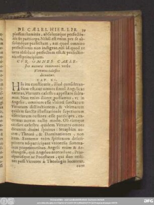 Cur Omnes Caelestes naturae communi verbo Virtutes caelestes dicuntur. Cap XI.