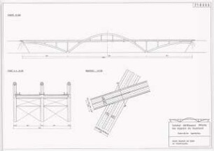 Planfreie Straßenkreuzung im Havelland Schinkelwettbewerb 1994: Bogentragwerk: Ansicht, Aufsicht, Schnitt 1:500