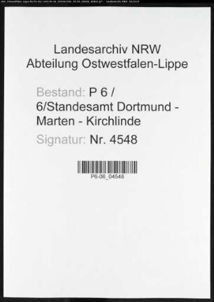 Sterberegister Standesamt Dortmund-Marten-Kirchlinde (XII)