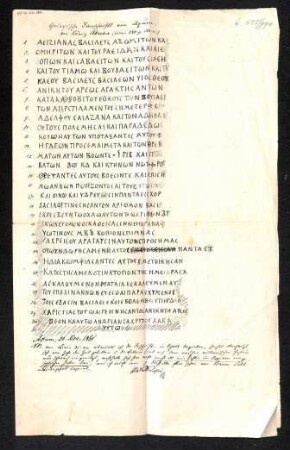 Abschrift der griechischen Inschrift von Agum