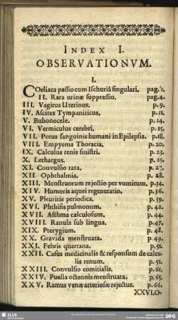 Index I. Observationum