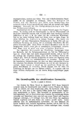 Die Grundbegriffe der anzählenden Geometrie