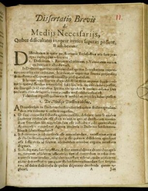 Dissertatio Brevis de Mediis Necessariis, Quibus difficultates in opere irenico superari possunt; si adhibeantur