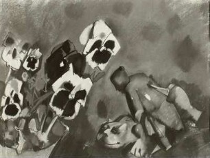 Stiefmütterchen mit chinesischen Figuren : Stiefmütterchen mit chinesischen Figuren. Pastell? ; 45 x 59 cm. 1951