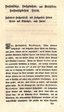 Rundschreiben der Reichsritterschaft Kraichgau gegen Missbräuche bei der Truppenverpflegung