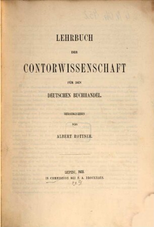 Lehrbuch der Contorwissenschaft für den deutschen Buchhandel