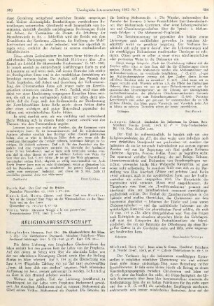 503-504 [Rezension] Stieglecker, Hermann, Die Glaubenslehren des Islam