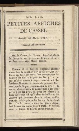 No LVII Samedi 26 Mars 1785)