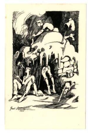 Postkarten mit humoristischen Zeichnungen aus dem Alpenkrieg, jeweils mit Zensurvermerk 06.12.1915: (Der Unterstand)