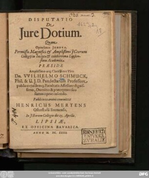 Disputatio De Iure Dotium