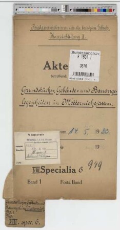 Grundstücks-, Gebäude- und Bauangelegenheiten in Metternich. b/Koblenz