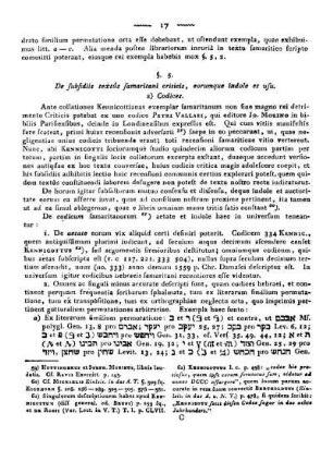§. 5. De subsidiis textus samaritani criticis, eorumue indole et usu.