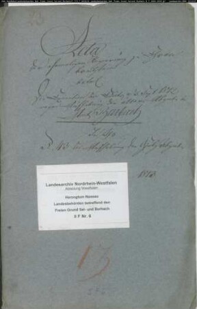 Die Aufhebung der Holzabgaben im Amt Burbach (Edikt vom 1/3 IX. 1812 wegen Aufhebung der älteren Abgaben)