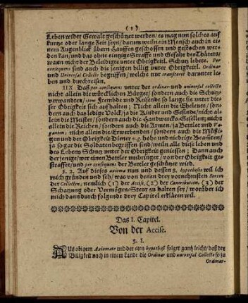 Das I. Capitel. Von der Accise.