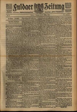 Erste Ausgabe vom Dienstag, den 31. März 1908.