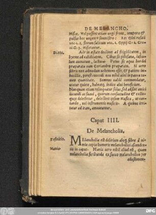 Caput IIII. De Melancholia.