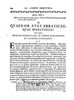 III. Quaenam Aves Erratica Quae Migratoriae?