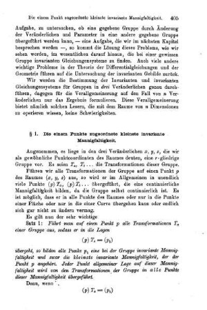§ 1. Die einem Punkte zugeordnete kleinste invariante Mannigfaltigkeit.