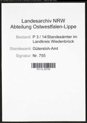 Heiratsregister Standesamt Gütersloh-Amt