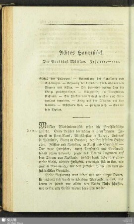Achtes Hauptstück. Der Großfürst Mstislav. Jahr 1125 - 1132