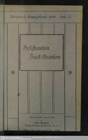 Heft 25. Holzhausen. Zuckelhausen