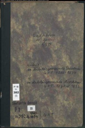 Kirchenbuchduplikat der evangelischen Gemeinde Paderborn, Kreis Paderborn (GHT 1865-1874) (Gemeinde: Evangelische Gemeinde Paderborn )