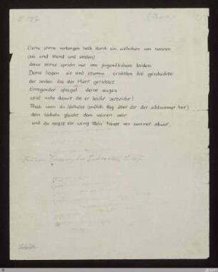 Deine stirne verborgen halb durch (Nachtwachen I) : [SW IV: keine Sigle]; [SW IV, S. 63/139] / Abschrift von Albrecht von Blumenthal