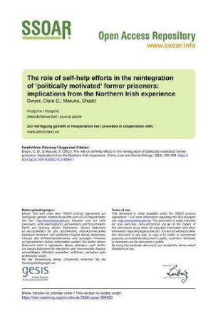 The role of self-help efforts in the reintegration of ‘politically motivated’ former prisoners: implications from the Northern Irish experience