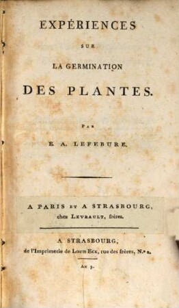 Expériences sur la germination des plantes