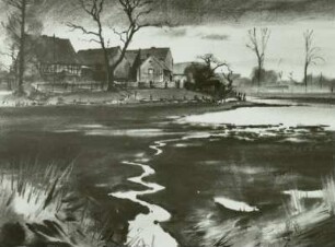 Teichlandschaft mit Häusergruppe