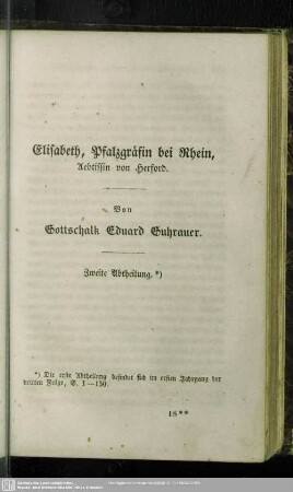 Elisabeth, Pfalzgräfin bei Rhein, Aebtissin von Herford. Zweite Abtheilung